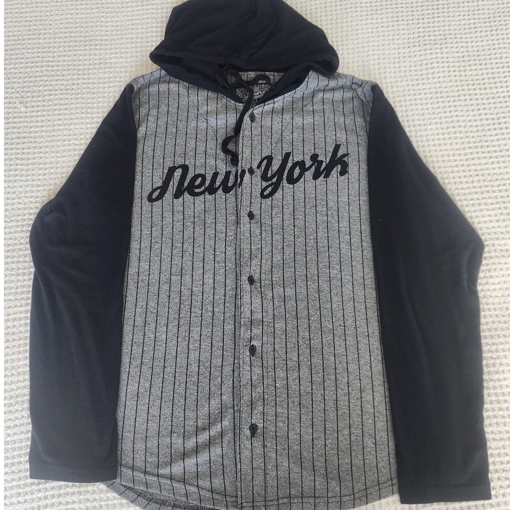 Brooklyn Cloth Mfg Co RN#136523 Button-Up New York Hoodie Shirt Sz L